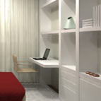 Visualização arquitetônica para design de interiores em studio residencial.
