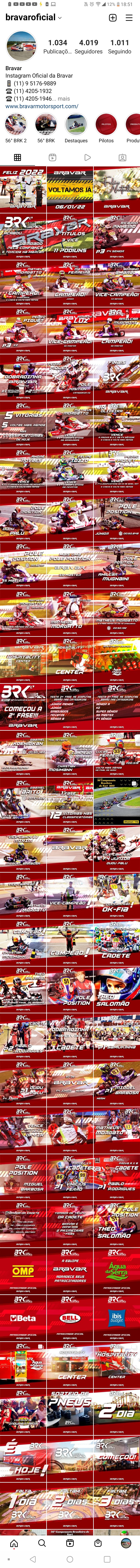 Feed do Instagram do perfil da Bravar